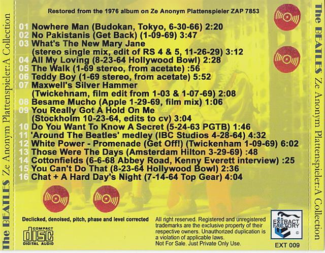 Beatles / Ze Anonym Plattenspieler A Collection / 1CD – GiGinJapan