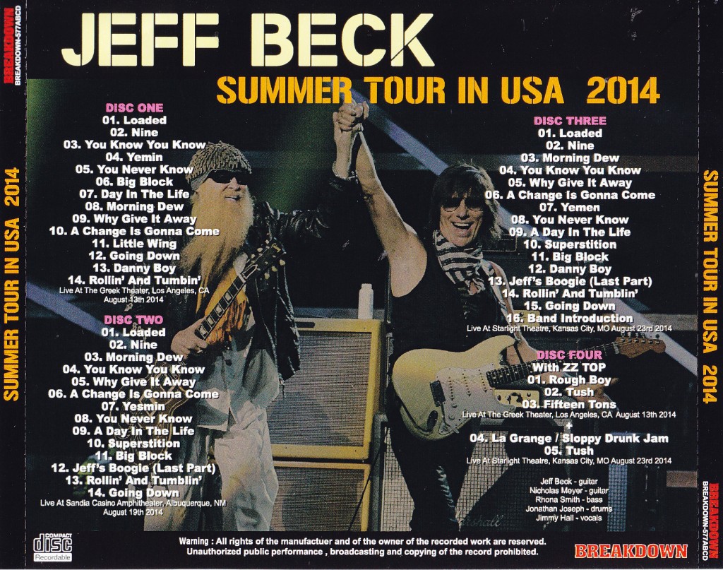jeff beck tour playlist