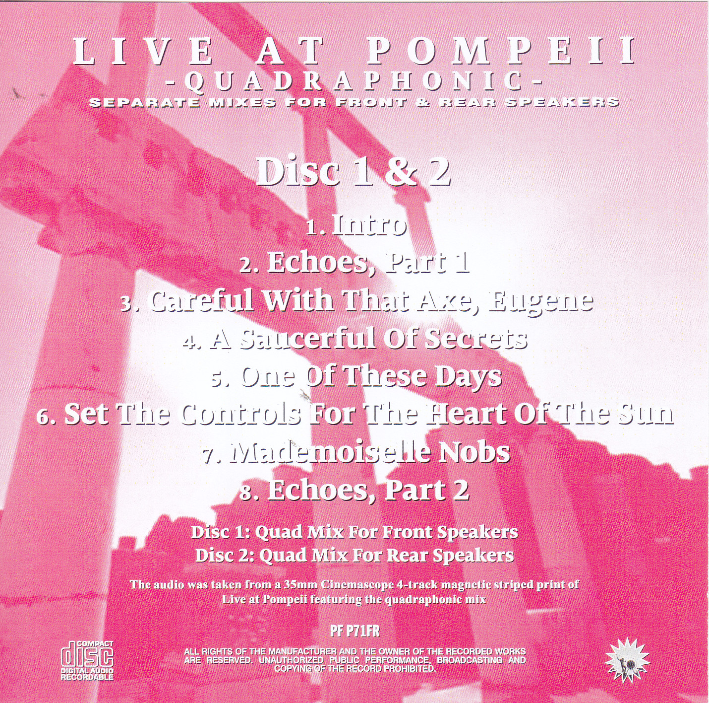 Pink Floyd Cd - Live At Pompeii Quadraphonic