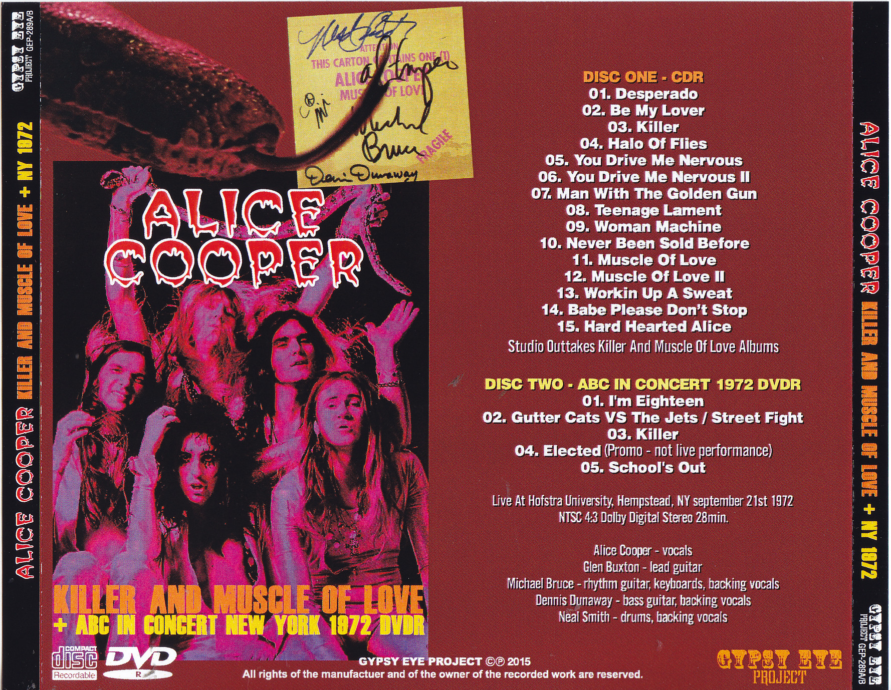 Alice Cooper / Killer And Muscle of Love + NY 1972 / 1CDR+1DVDR – GiGinJapan