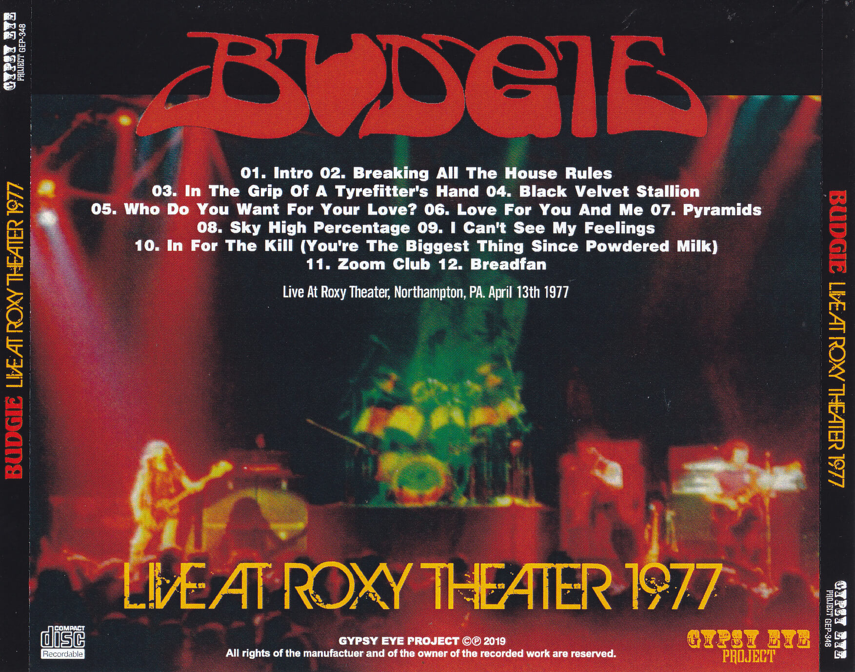 Budgie / Live At Roxy Theater 1977 / 1CDR – GiGinJapan