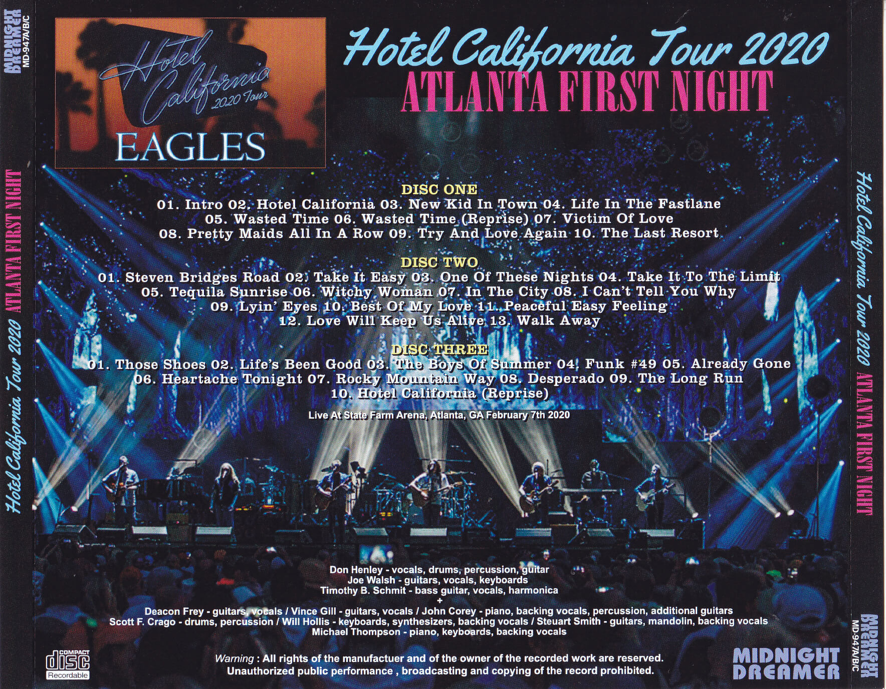 Eagles / Hotel California Tour 2020 Atlanta First Night / 3CDR GiGinJapan