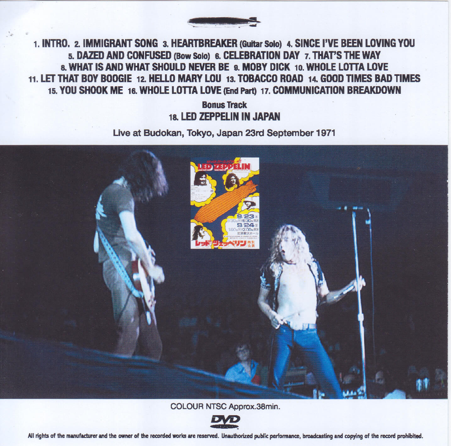 Led Zeppelin / Budokan 1971 1st Night 8MM / 1DVDR – GiGinJapan
