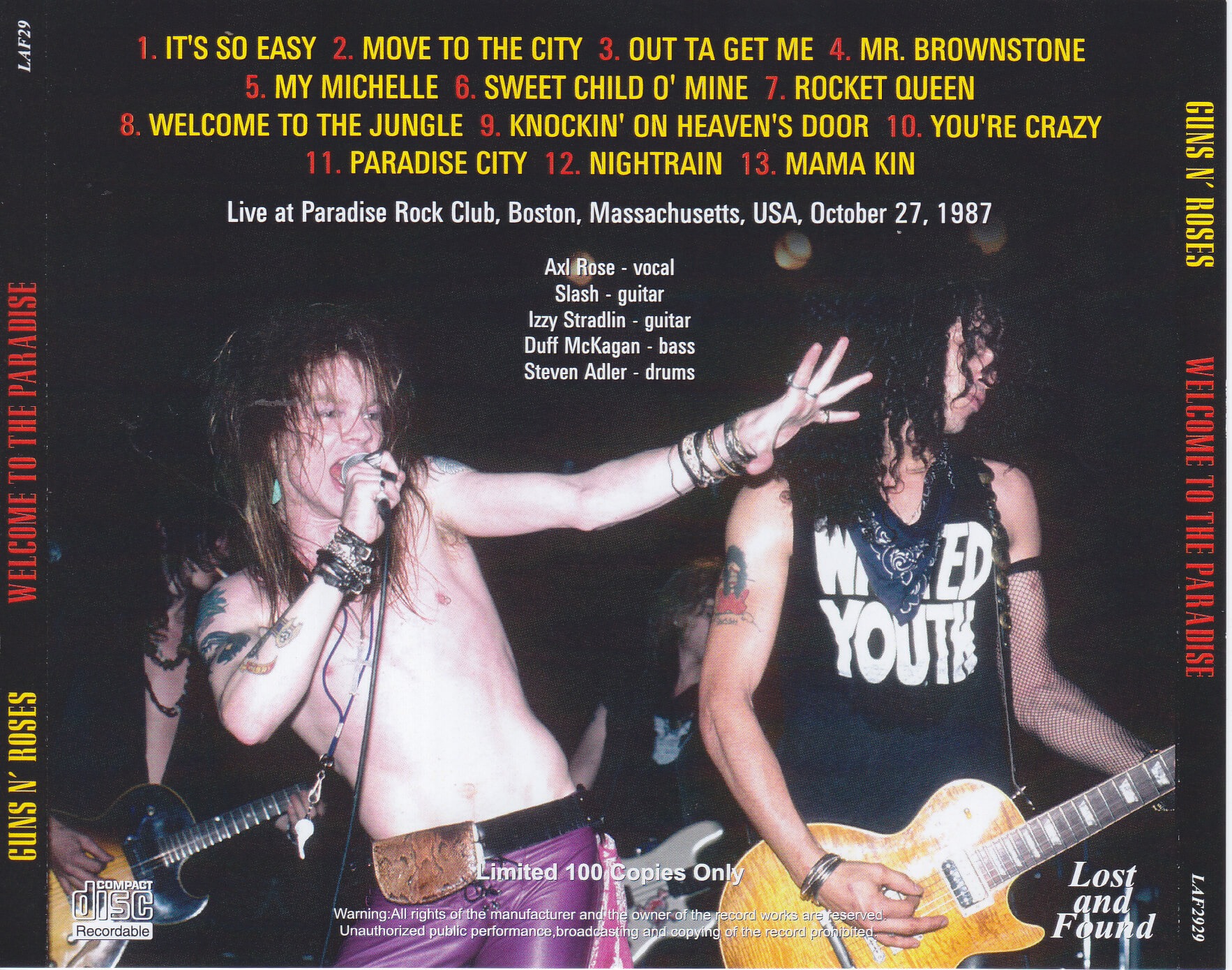 Guns N' Roses > News > Announcing the Nightrain Exclusive, Limited-Edition  CD: Guns N' Roses: London 1991