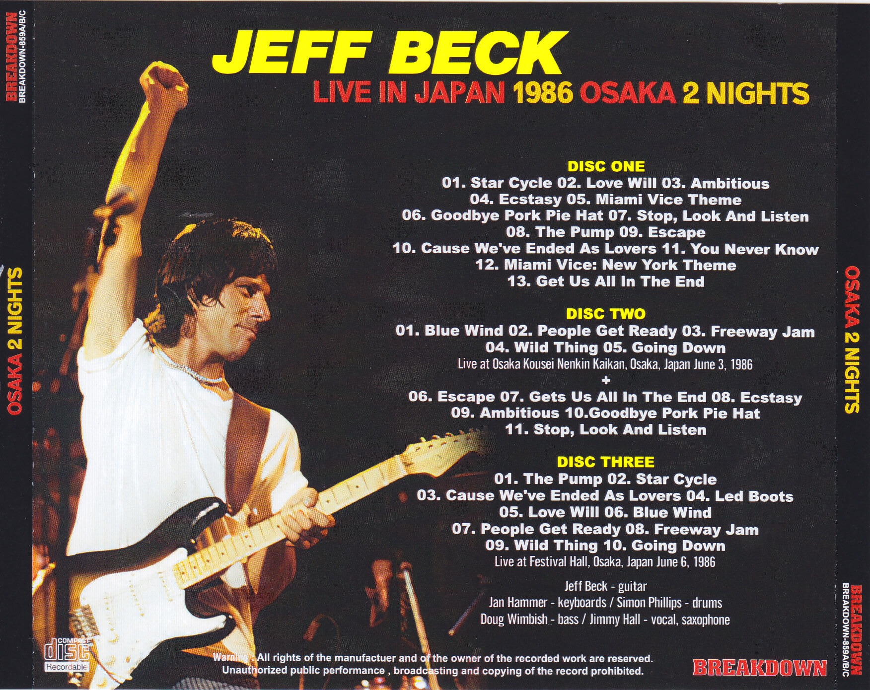 Jeff Beck / Live In Japan 1986 Osaka 2 Nights / 3CDR – GiGinJapan