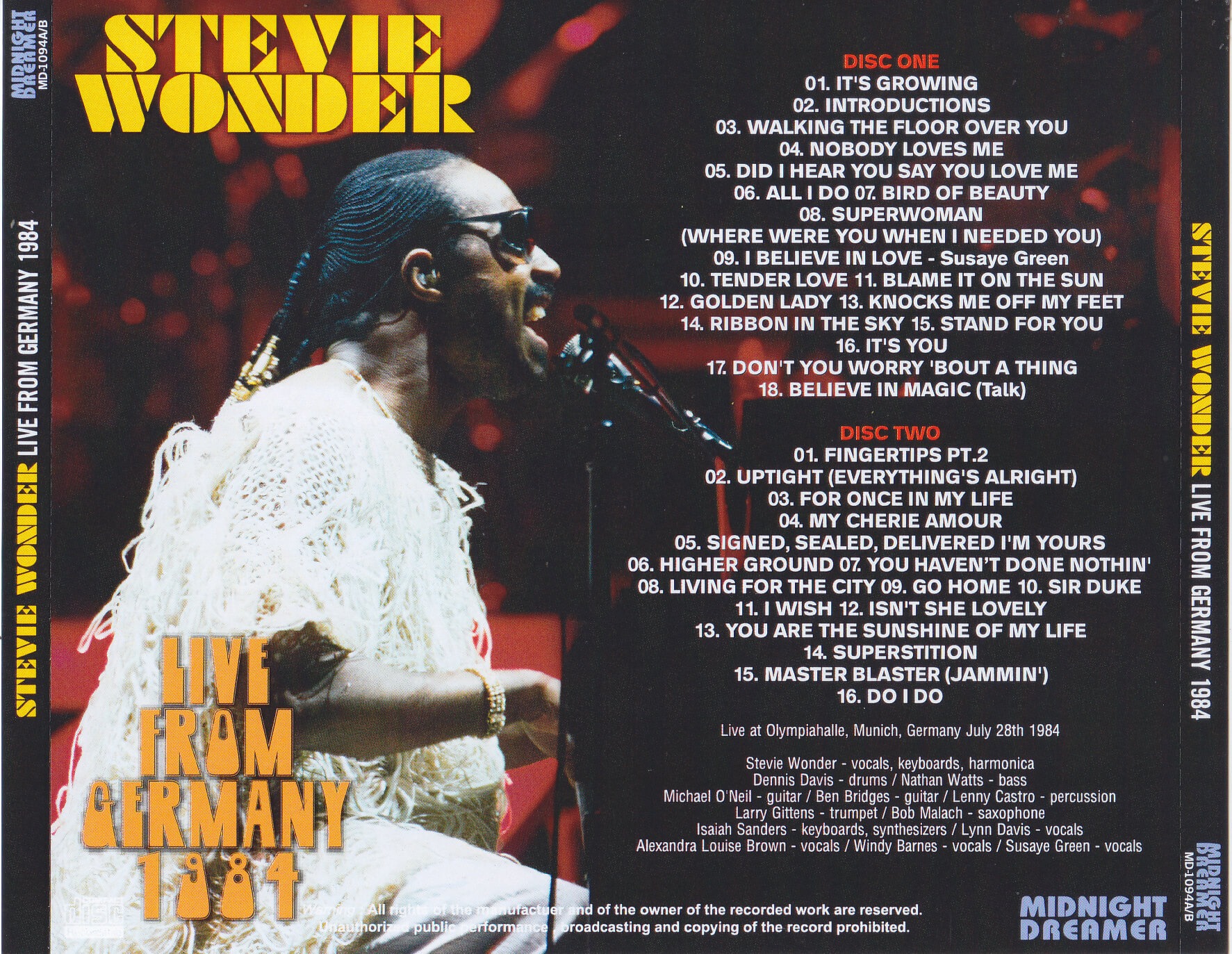 Stevie Wonder / Live From Germany 1984 / 2CDR – GiGinJapan
